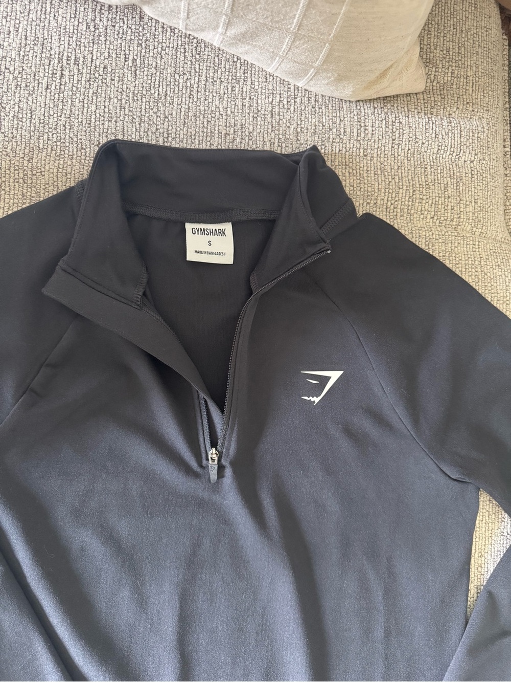 Gymshark Black Half-Zip Training Top with White Logo